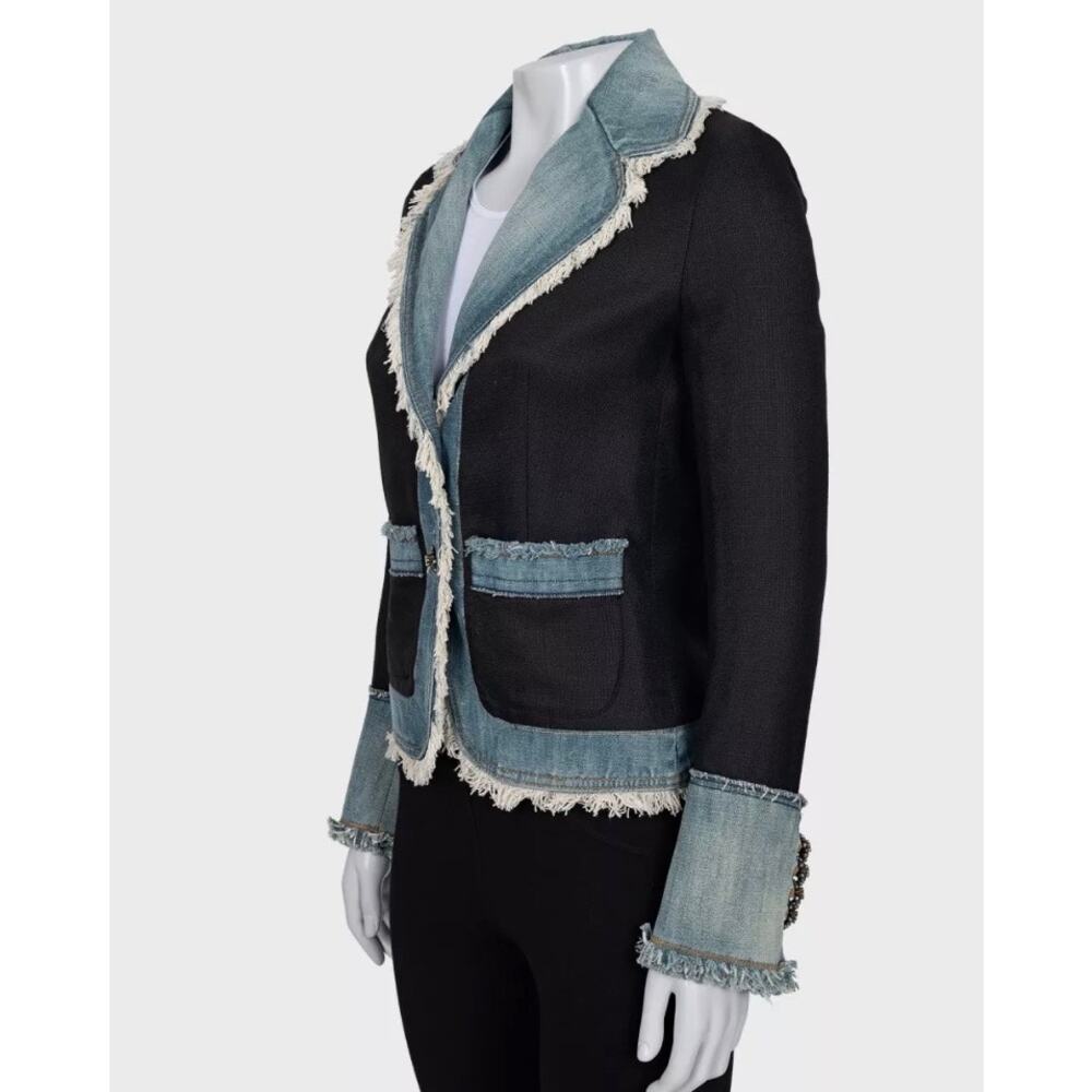 Dolce & Gabbana Black Fitted Chic Denim Insert Jacket Sz.38/XS - Picture 2 of 6